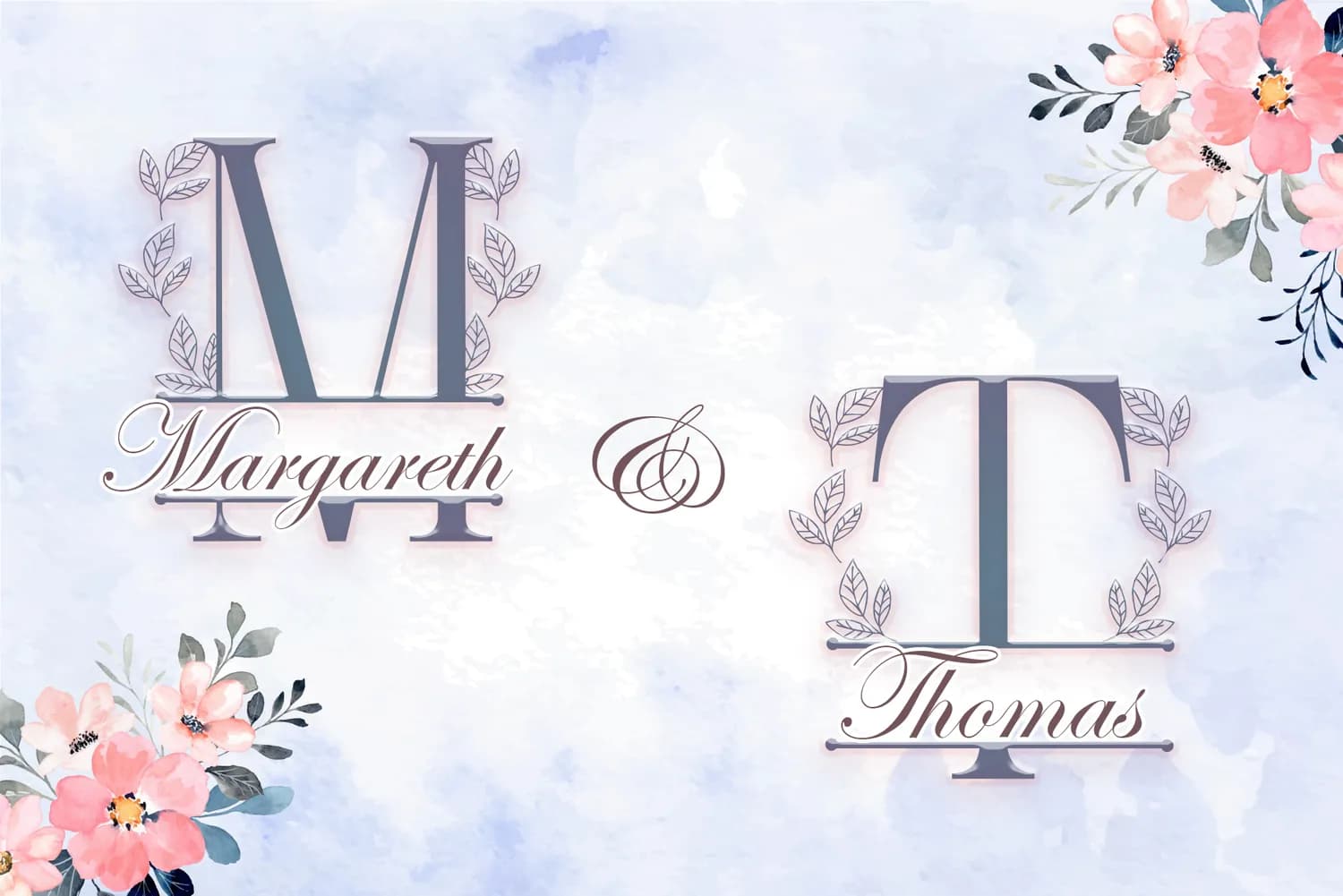 Leaves Wreath Monogram Line
